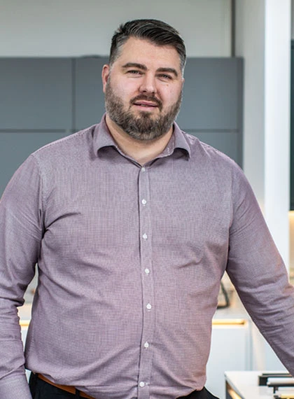 Portrait of Mike Turley, Senior Technical Manager at Hampton Kitchens